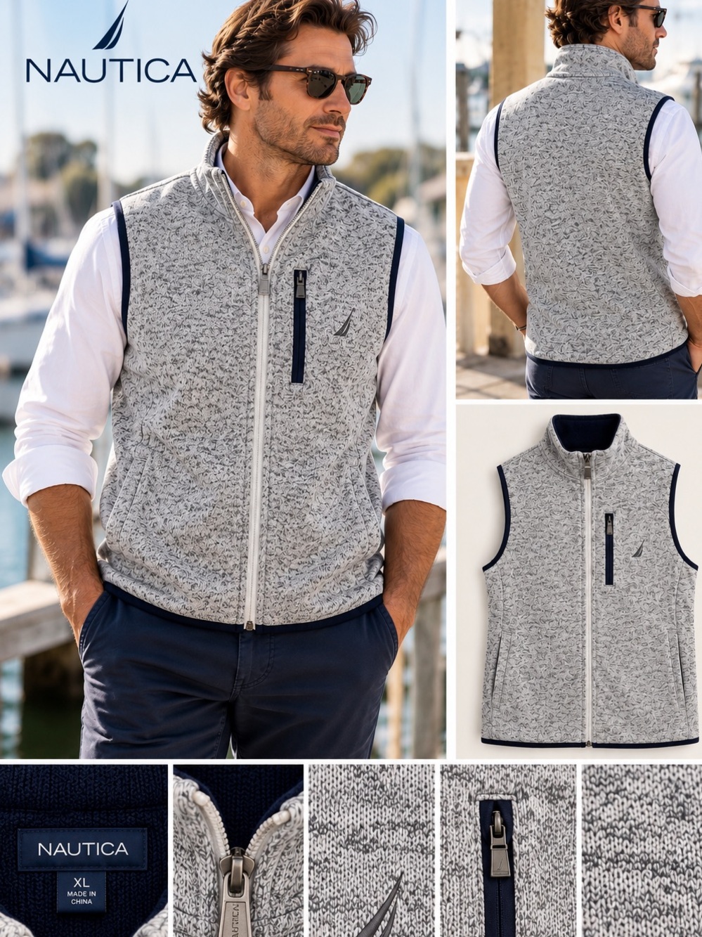 NWT Nautica Sweater Fleece Full Zip Vest – Men’s XL